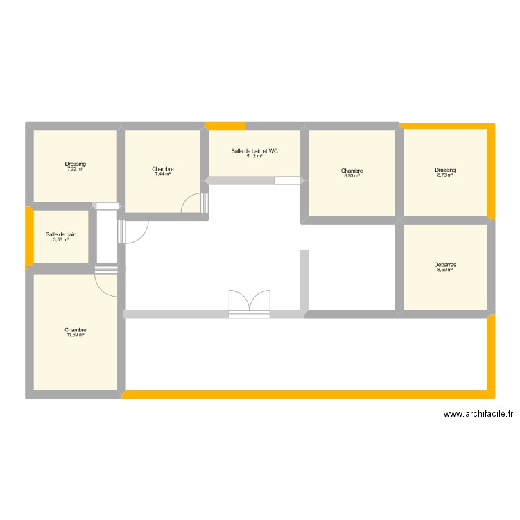 siliana. Plan de 8 pièces et 61 m2