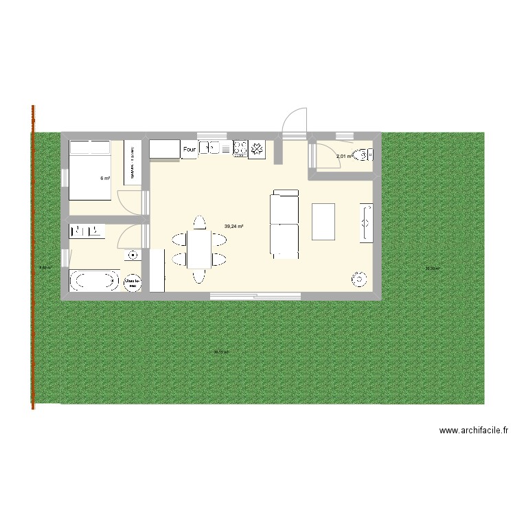 futur logement. Plan de 3 pièces et 47 m2