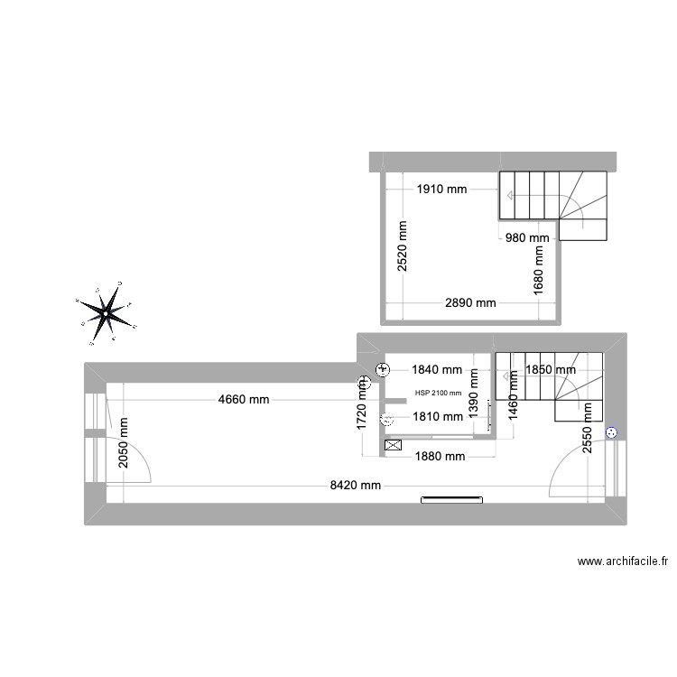 Pedron_AprèsCloison. Plan de 3 pièces et 25 m2