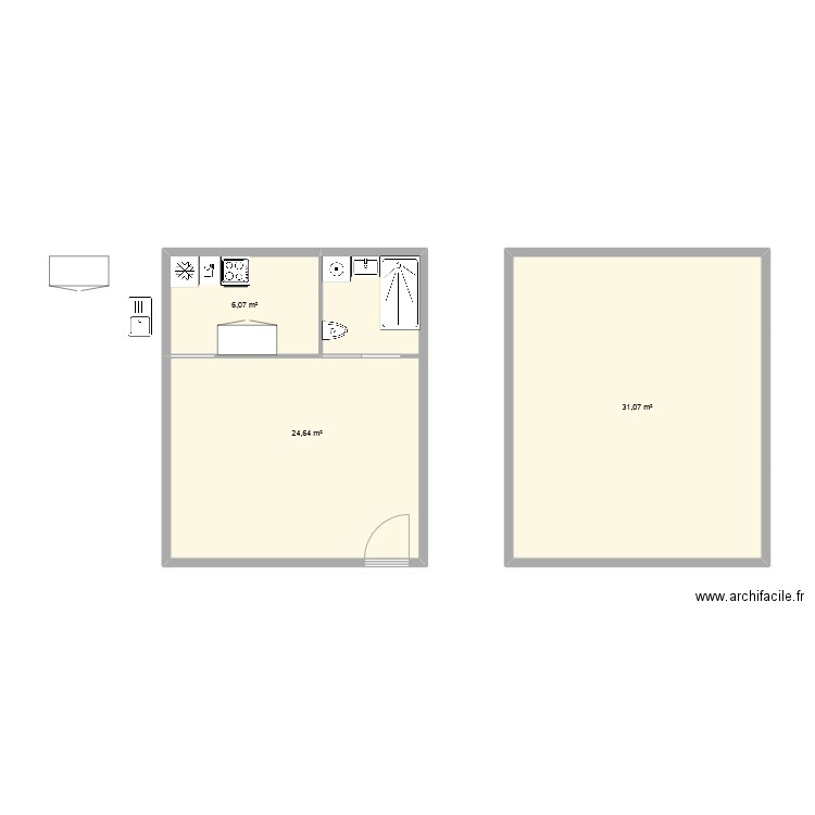 4e atelier plan travaux. Plan de 3 pièces et 62 m2