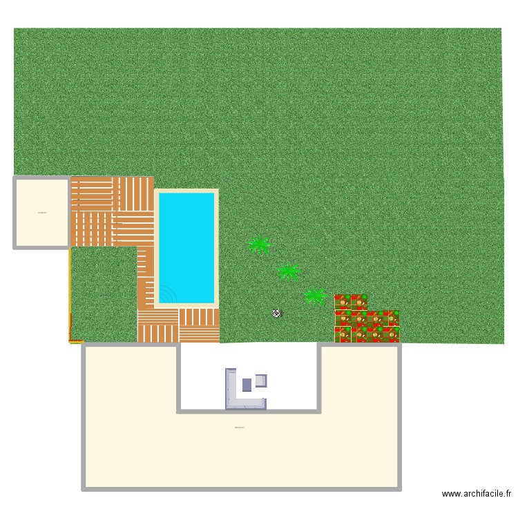 jardin. Plan de 2 pièces et 201 m2