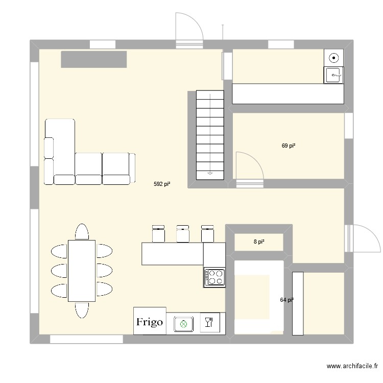 maison Lac-Drolet. Plan de 4 pièces et 68 m2