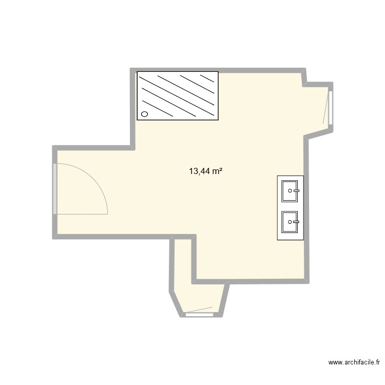 salle de bain. Plan de 2 pièces et 14 m2