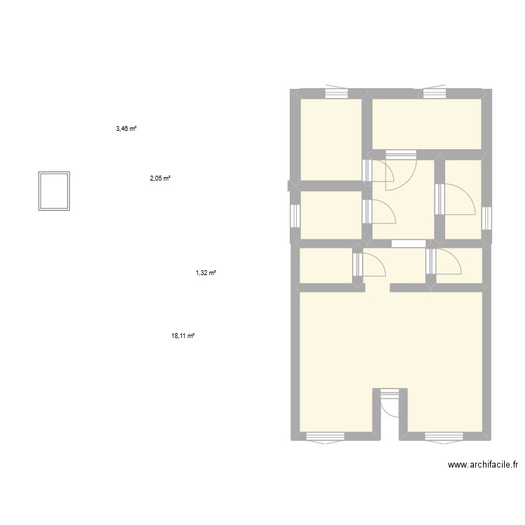 institut. Plan de 8 pièces et 35 m2