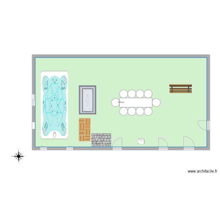 abris quatre saisons. Plan de 1 pièce et 113 m2