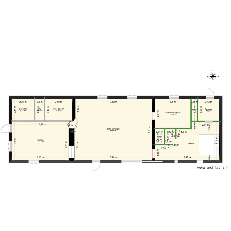 Maison Rouge. Plan de 10 pièces et 116 m2