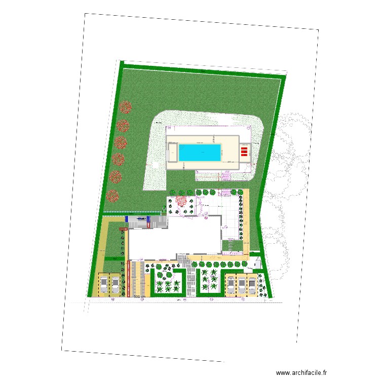 Piscine 2. Plan de 3 pièces et 164 m2