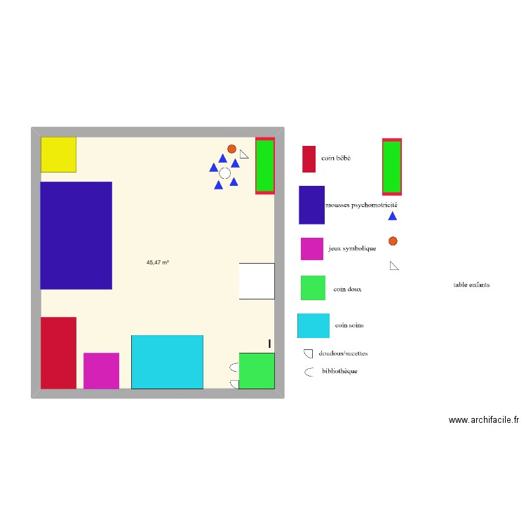 Début. Plan de 1 pièce et 45 m2