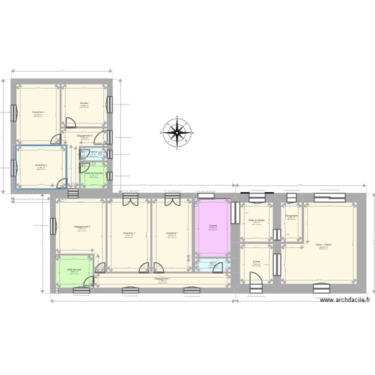 ML24007434. Plan de 17 pièces et 184 m2