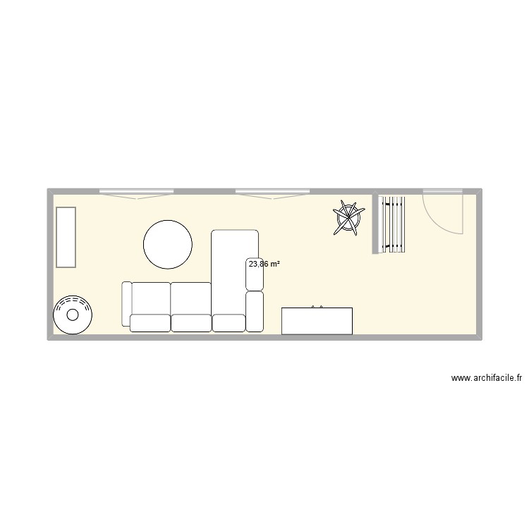 salon version 1. Plan de 1 pièce et 24 m2