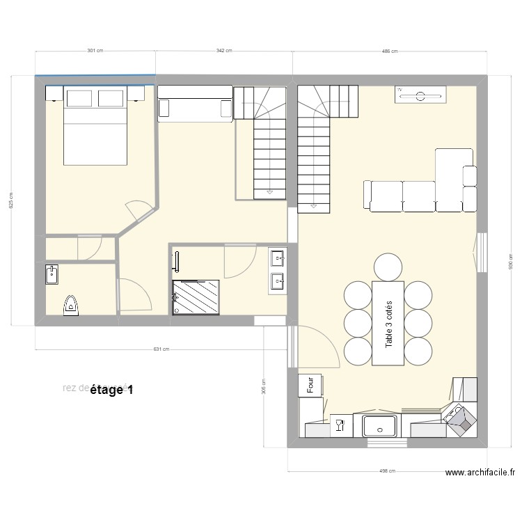 gite rosey version 1. Plan de 13 pièces et 161 m2