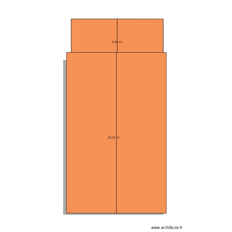 grenier avant travaux VUE AVEC ANCIENNE TOITURE. Plan de 2 pièces et 45 m2