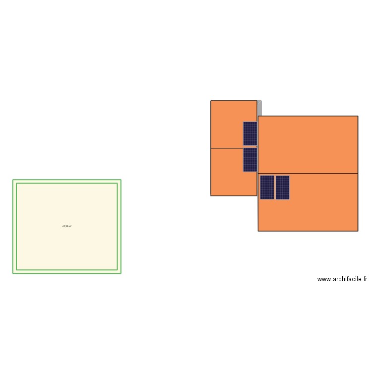 maison avec garage. Plan de 1 pièce et 42 m2