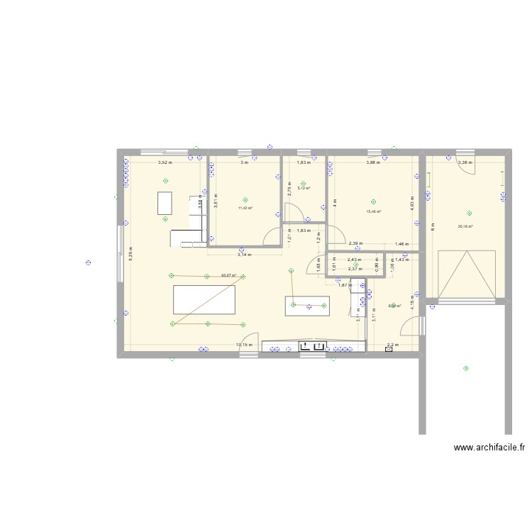 maison chab. Plan de 6 pièces et 121 m2