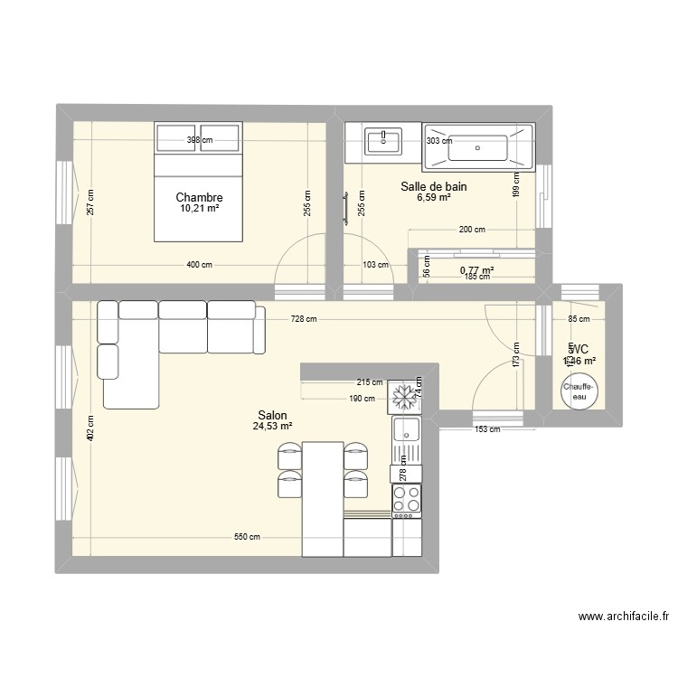 Epée. Plan de 5 pièces et 44 m2