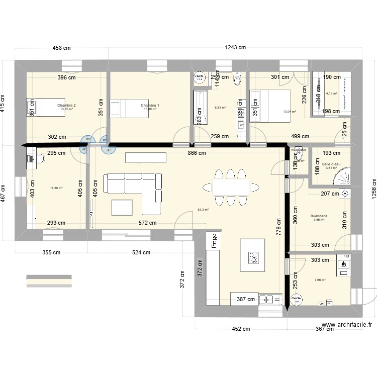 messincourt L2. Plan de 11 pièces et 141 m2