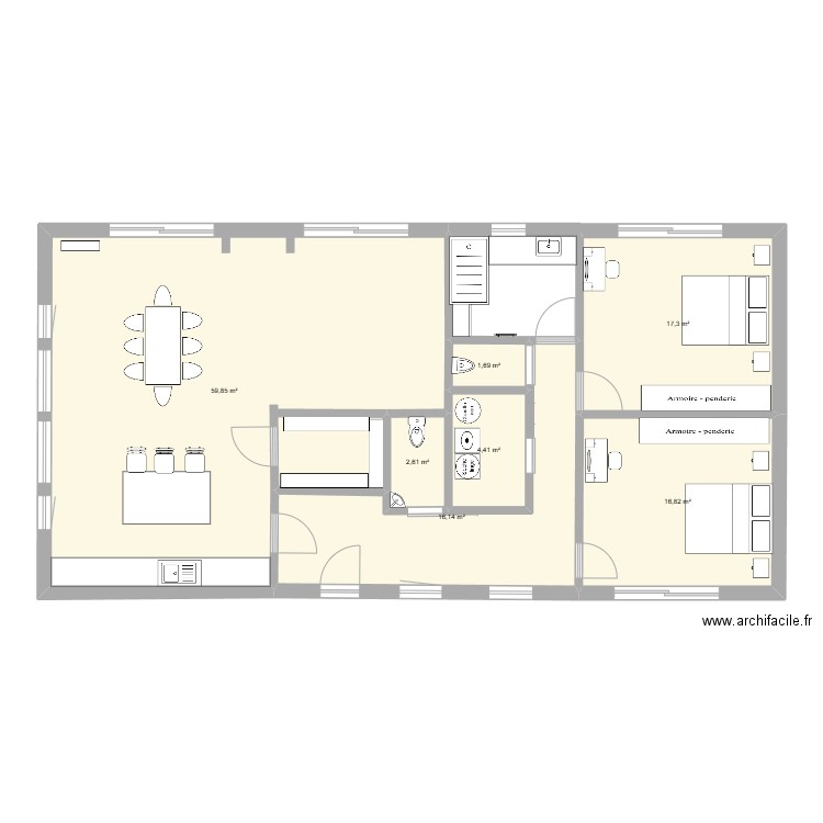 kerbiquet kees et sytske 2. Plan de 7 pièces et 119 m2