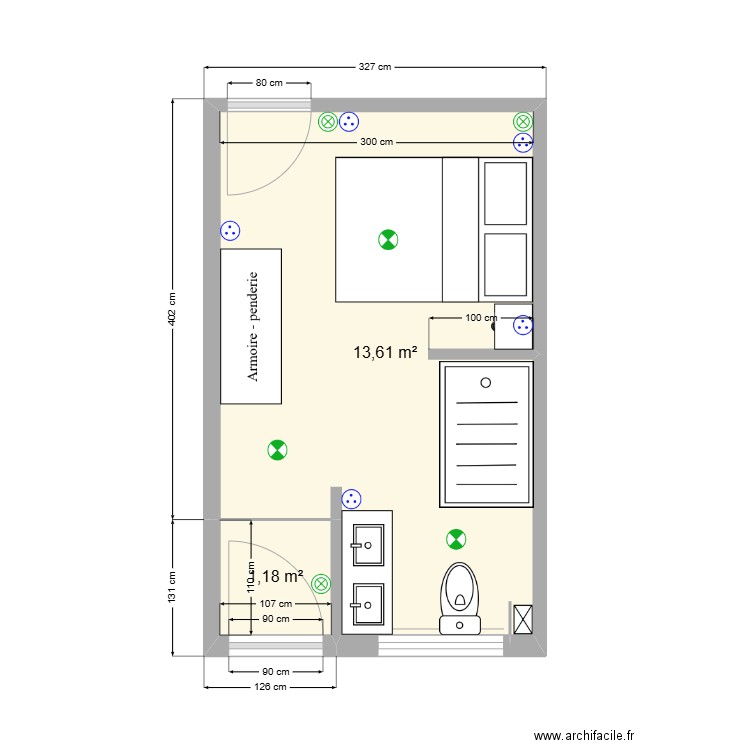 BACOUET BOMPAS. Plan de 2 pièces et 15 m2