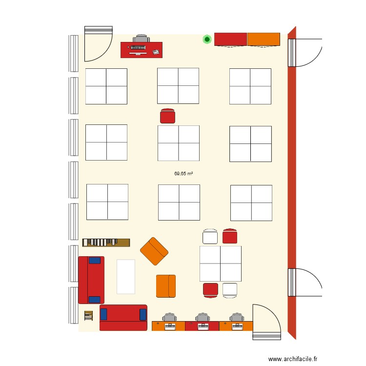 Salle de permanence collège Emile Verhaeren Bonsecours. Plan de 1 pièce et 70 m2