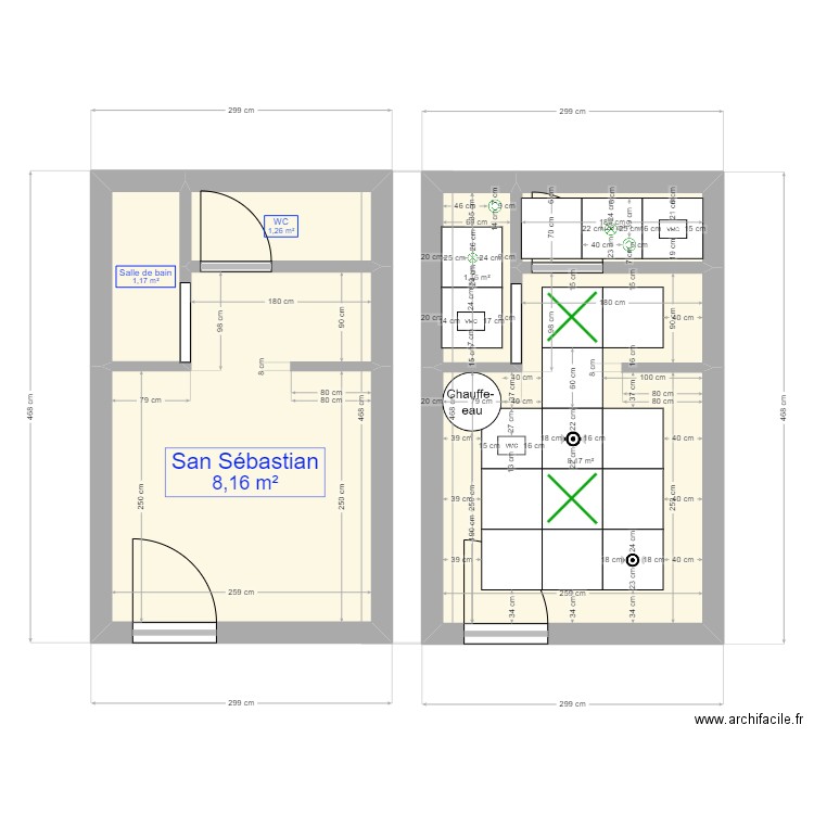 San Sébastien. Plan de 6 pièces et 21 m2