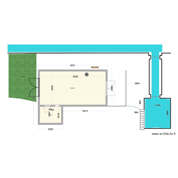  HANGARD 1. Plan de 2 pièces et 46 m2