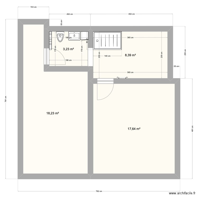 Woltèche. Plan de 4 pièces et 47 m2