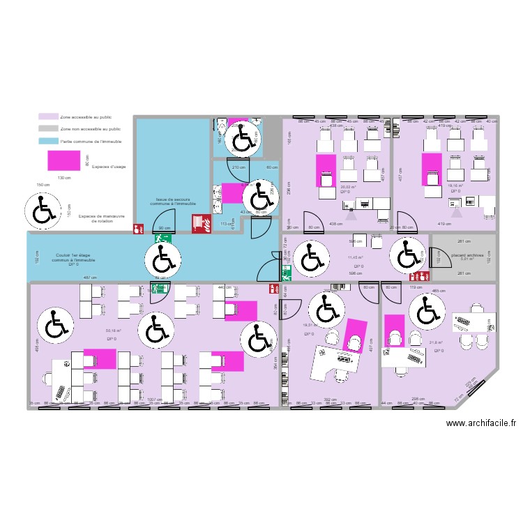 8-C VILLEURBANNE : Espaces de manœuvre de rotation MODIFIÉ. Plan de 12 pièces et 192 m2