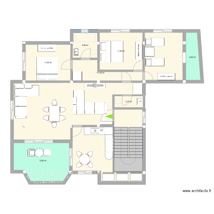 maison_bizerte. Plan de 7 pièces et 55 m2