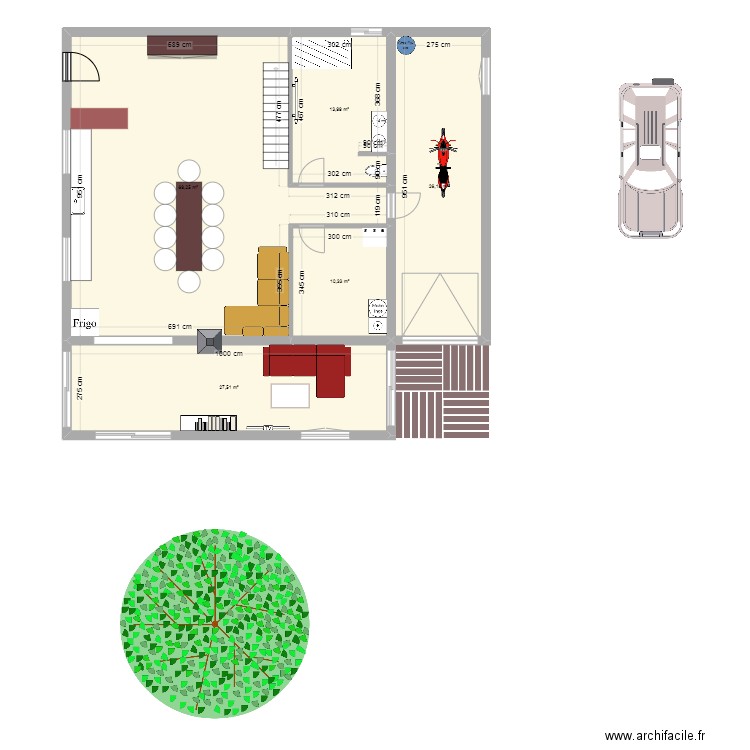 Rez de Chaussée. Plan de 5 pièces et 147 m2