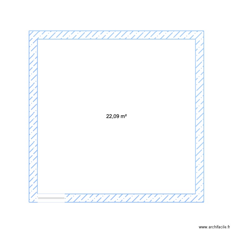 room. Plan de 1 pièce et 22 m2