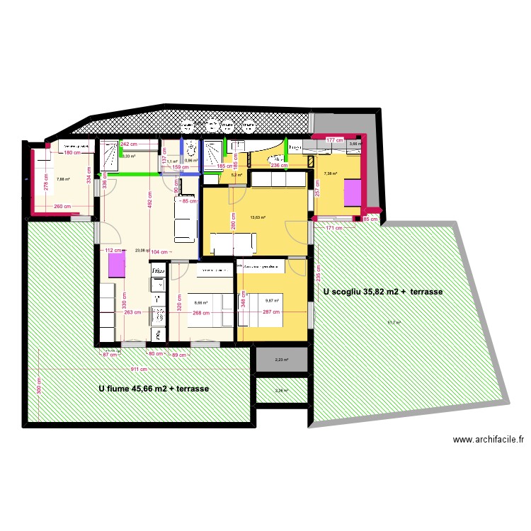 rdc gîtes luxe 4. Plan de 18 pièces et 191 m2