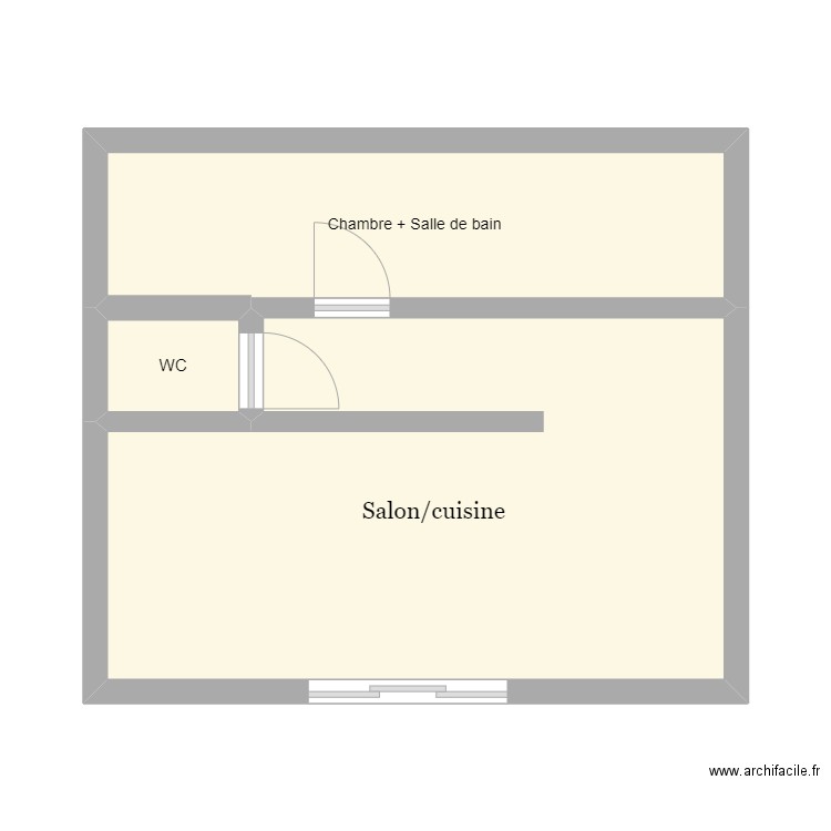 Basilic. Plan de 3 pièces et 34 m2