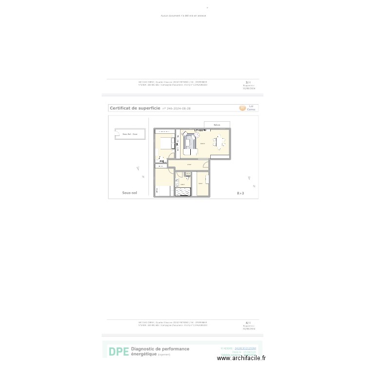 Appart. Plan de 6 pièces et 77 m2