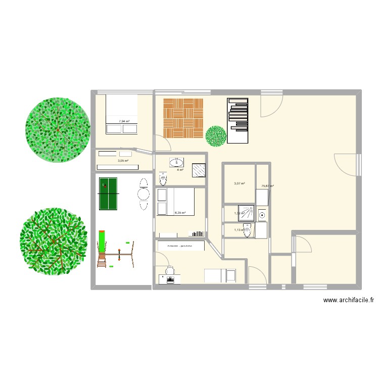 maison 2025. Plan de 8 pièces et 103 m2