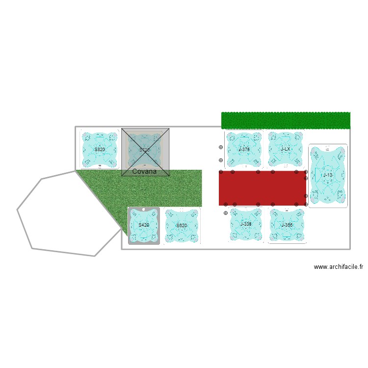 Plancher spa. Plan de 2 pièces et 123 m2