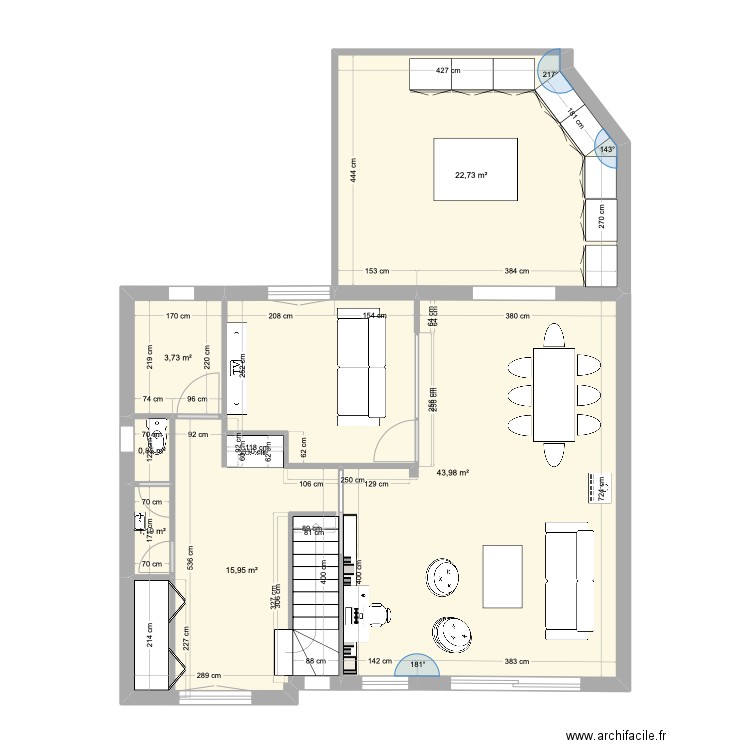 ST Pierre Modif2. Plan de 6 pièces et 88 m2