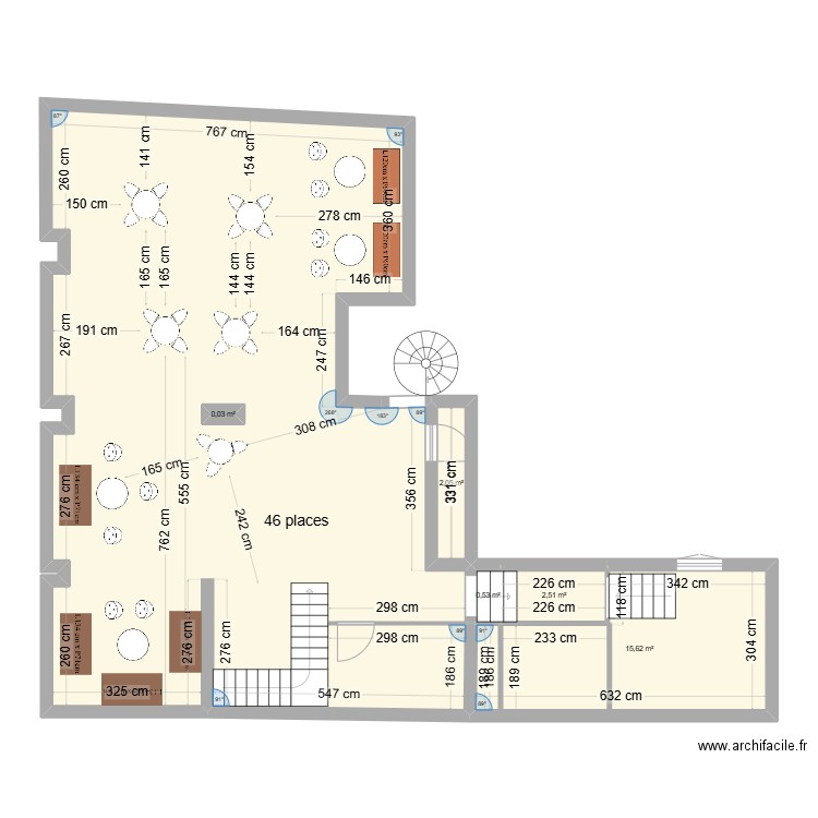 Salle du Haut . Plan de 6 pièces et 119 m2