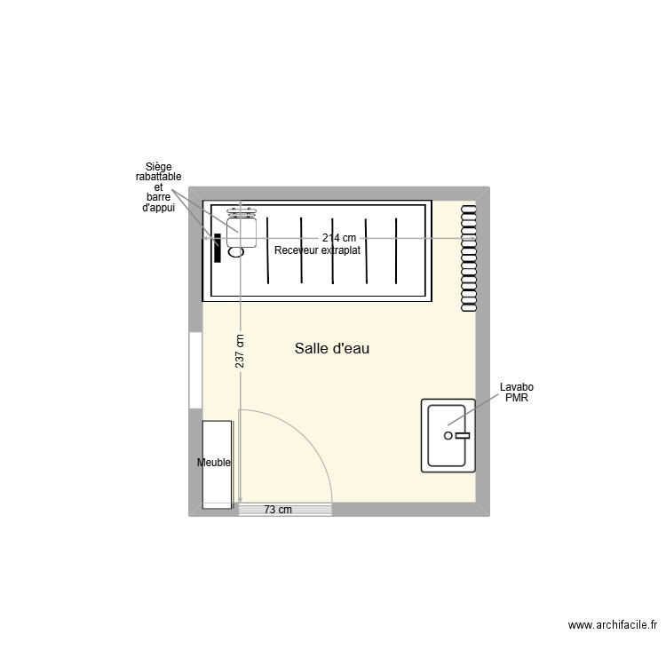 RUMEAU SDB Adaptation. Plan de 1 pièce et 5 m2