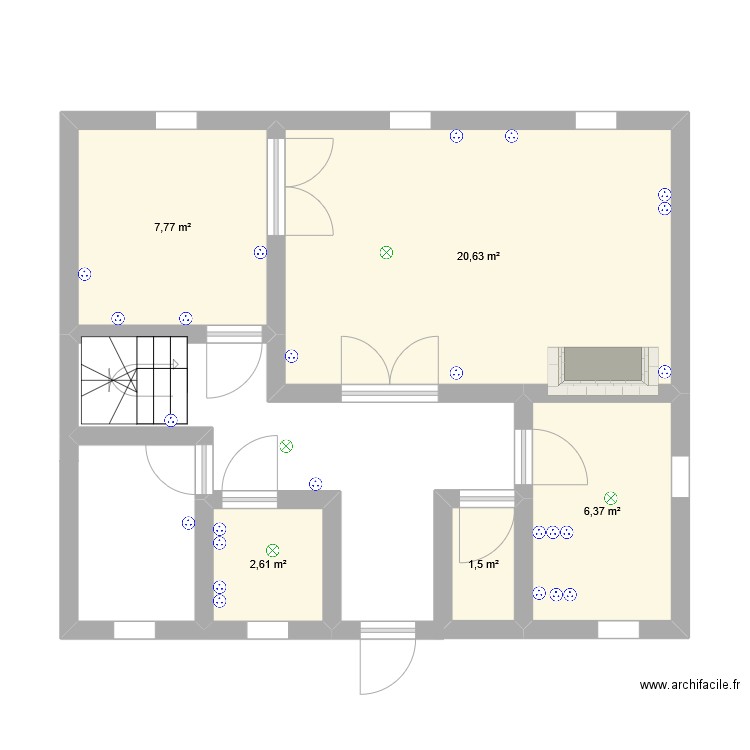 maison étage. Plan de 5 pièces et 39 m2