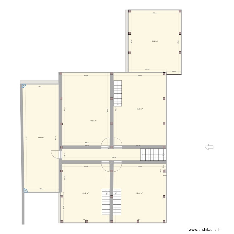 Essai 7. Plan de 16 pièces et 612 m2