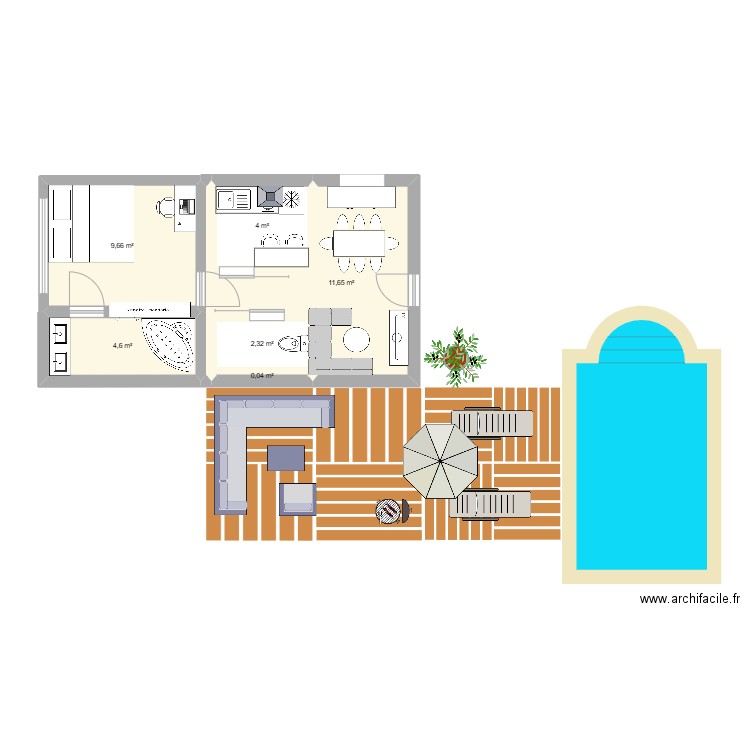 Villa du Soleil. Plan de 6 pièces et 32 m2