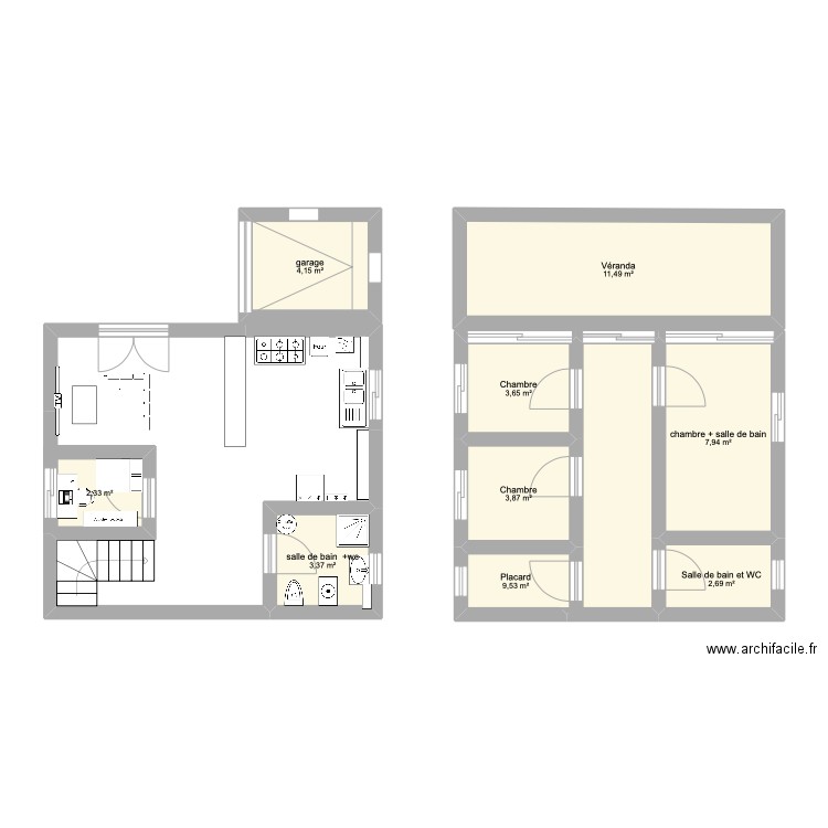 maison. Plan de 9 pièces et 49 m2