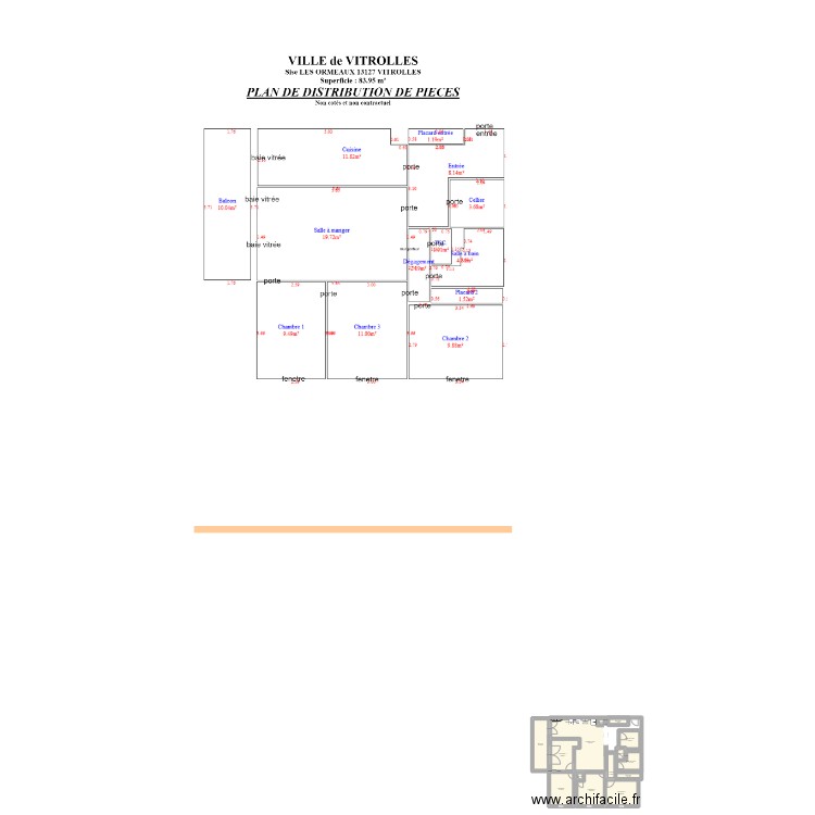 Ormeaux projet 2. Plan de 19 pièces et 87 m2