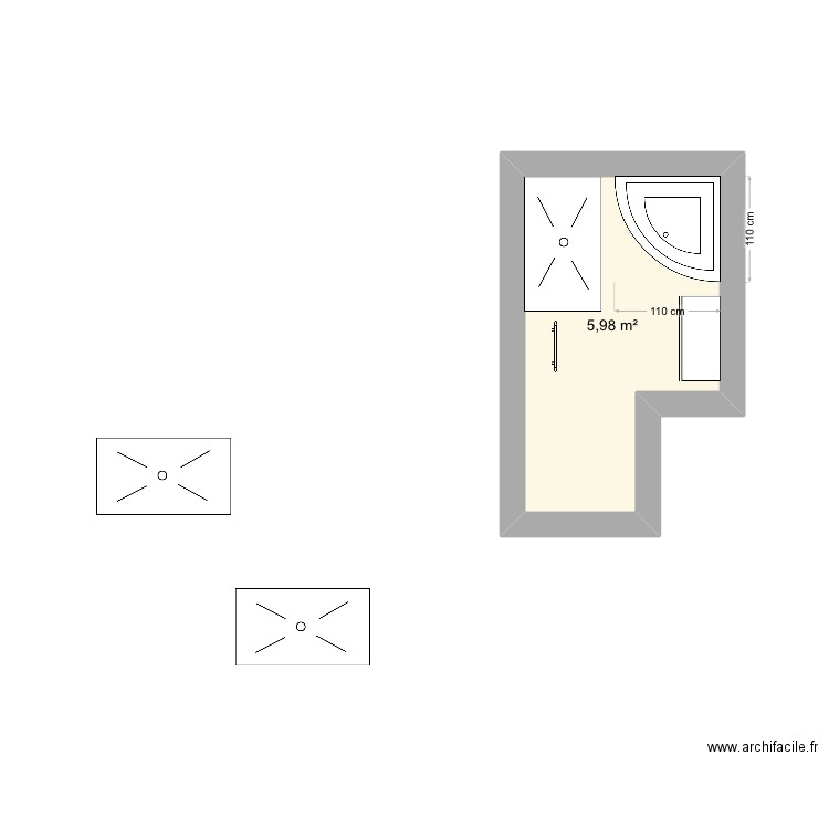 Salle de bain . Plan de 1 pièce et 6 m2