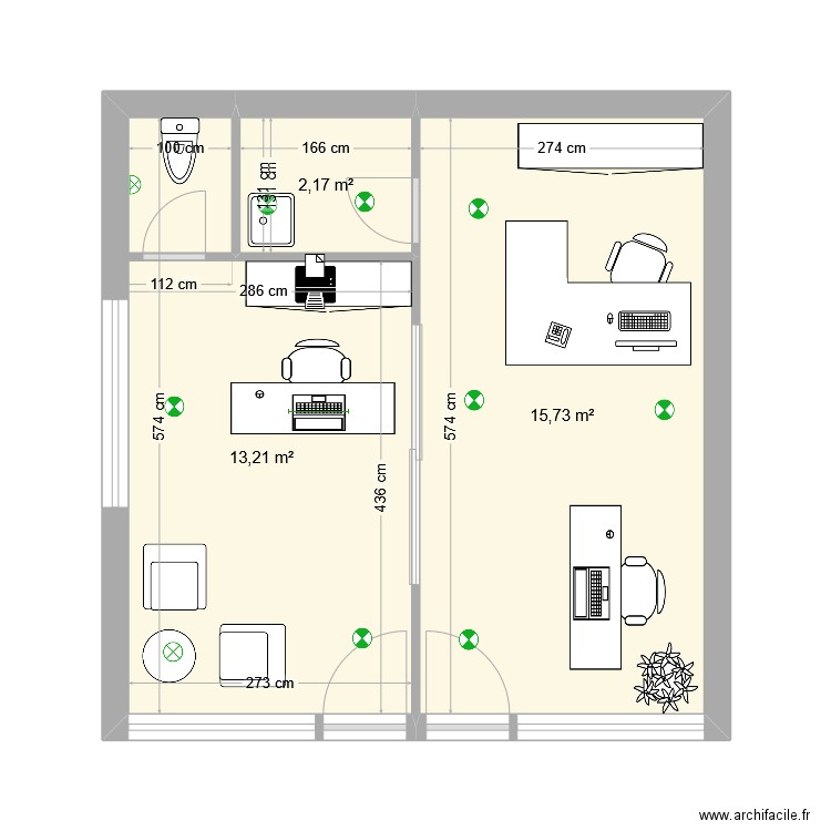 DEFI VK. Plan de 3 pièces et 31 m2