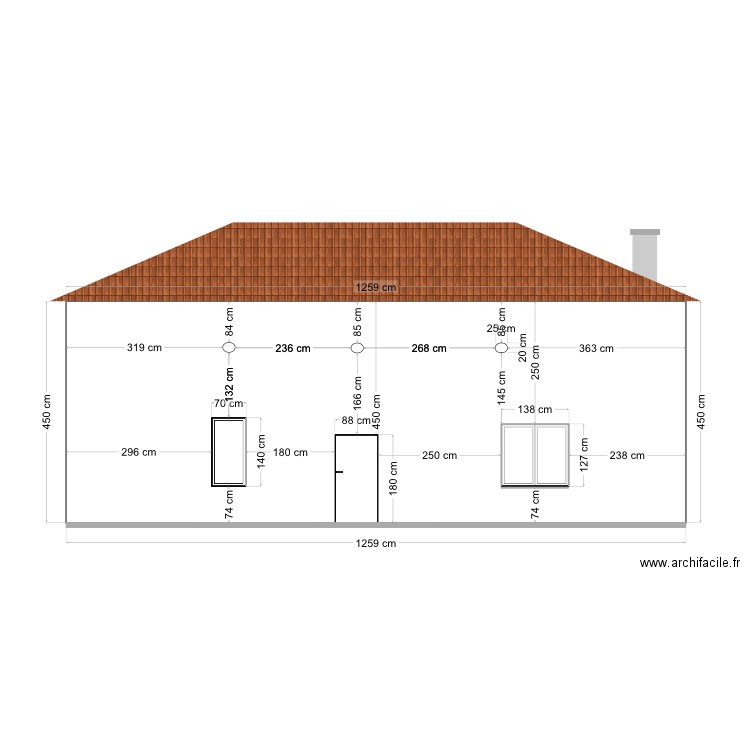 Façade nord. Plan de 0 pièce et 0 m2