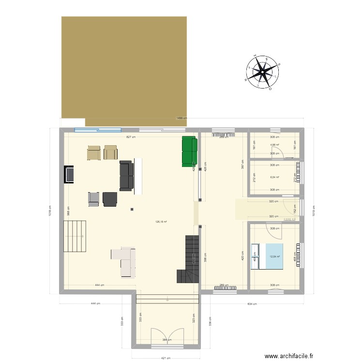 mery sur cher. Plan de 4 pièces et 150 m2