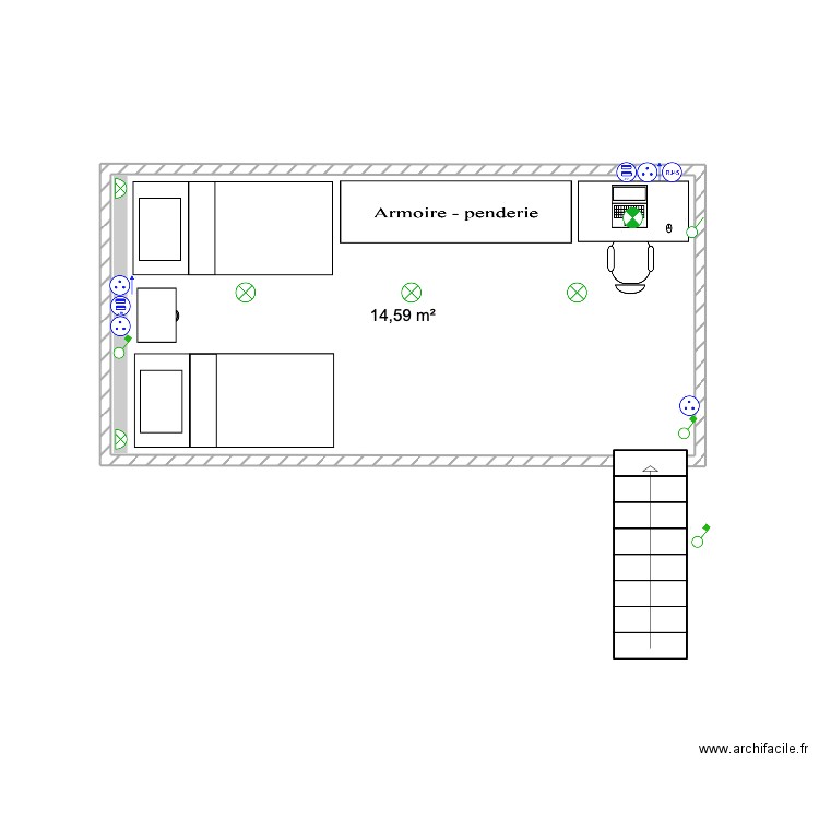 Mezzanine Suite 1. Plan de 1 pièce et 15 m2