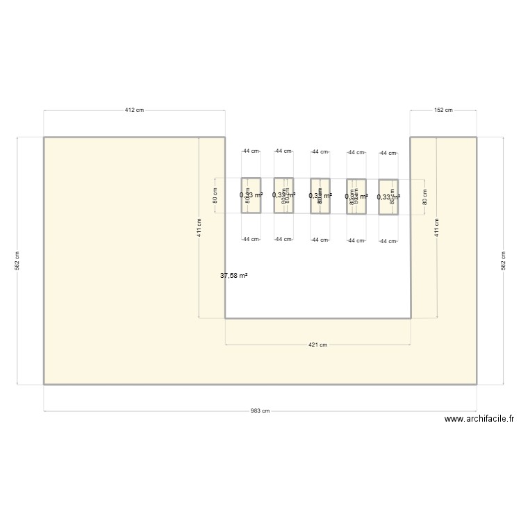 Avalrez la tour bas elne. Plan de 6 pièces et 39 m2