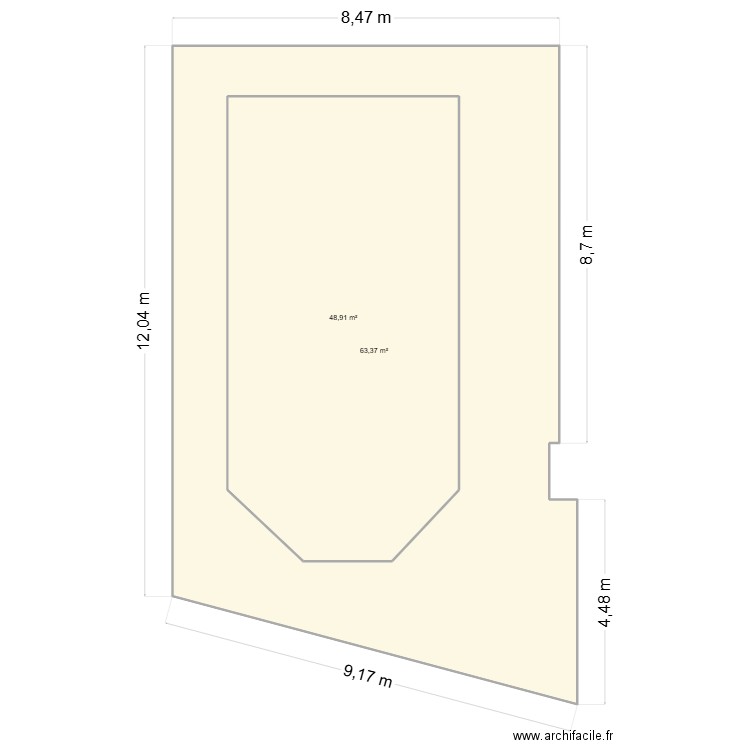 quintana. Plan de 2 pièces et 161 m2